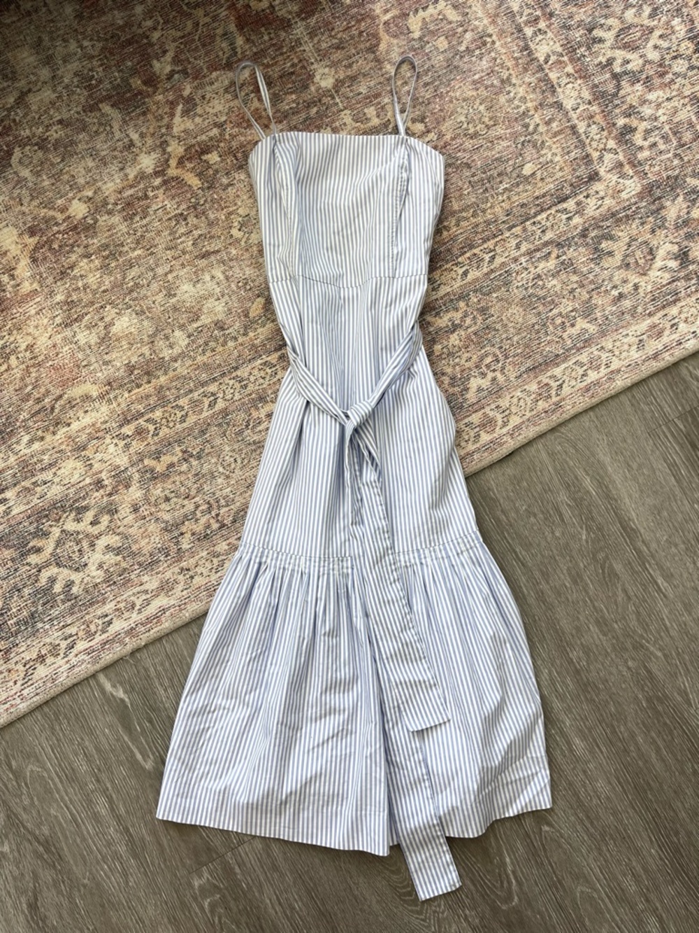 Banana Republic Striped Blue and White Spaghetti-Strap Sundress